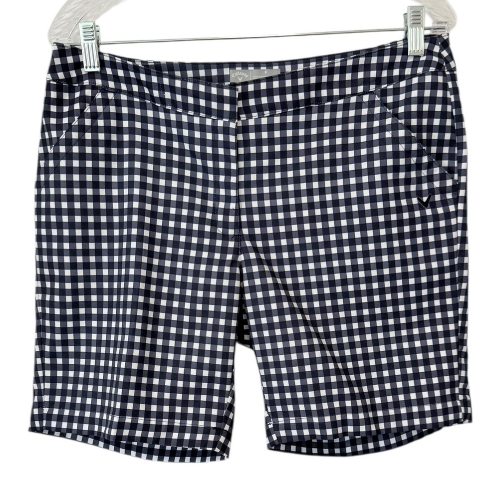Callaway | Opti-Dr Golf Mid Rise Gingham Checkered Pattern Shorts Pockets Size 8